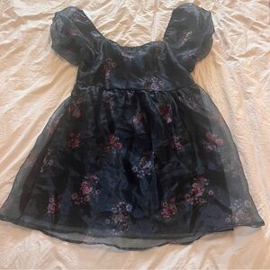 Floral Sheer Puff Sleeve Dress